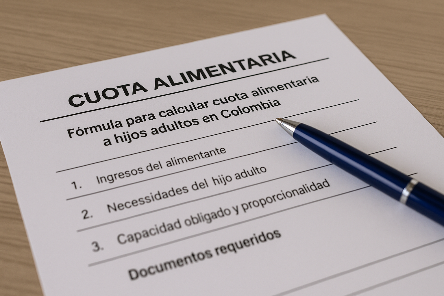Fórmula para calcular cuota alimentaria a hijos adultos en Colombia